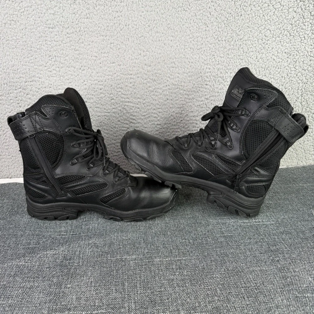 Thorogood‎ Tactical Boots Mens 10.5 Black Safety Toe Side Zip Waterproof Work
